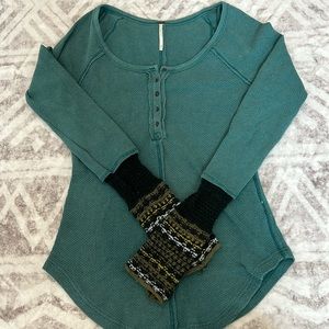 Free People We the Free Alpine Henley Top Jade S
